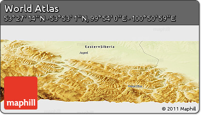Physical Panoramic Map of the Area around 53° 40' 8" N, 100° 22' 30" E