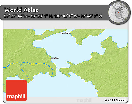 Physical 3D Map of the Area around 53° 40' 8" N, 100° 13' 29" W