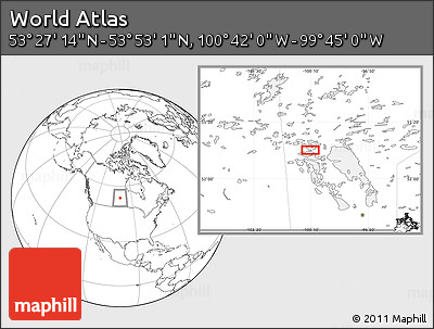 Blank Location Map of the Area around 53° 40' 8" N, 100° 13' 29" W