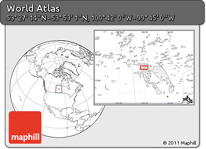 Blank Location Map of the Area around 53° 40' 8" N, 100° 13' 29" W