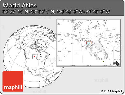 Blank Location Map of the Area around 53° 40' 8" N, 100° 13' 29" W