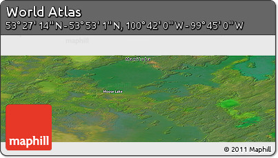 Satellite Panoramic Map of the Area around 53° 40' 8" N, 100° 13' 29" W