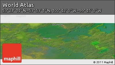 Satellite Panoramic Map of the Area around 53° 40' 8" N, 100° 13' 29" W