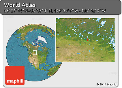 Satellite Location Map of the Area around 53° 40' 8" N, 106° 10' 30" W