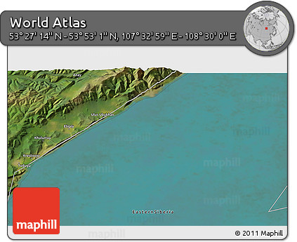 Satellite 3D Map of the Area around 53° 40' 8" N, 108° 1' 30" E