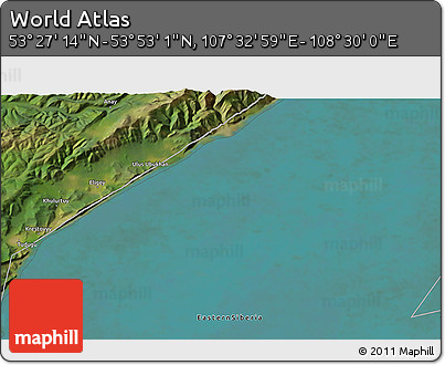 Satellite 3D Map of the Area around 53° 40' 8" N, 108° 1' 30" E