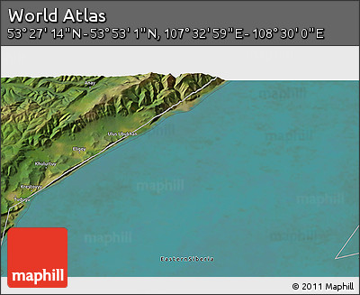 Satellite 3D Map of the Area around 53° 40' 8" N, 108° 1' 30" E