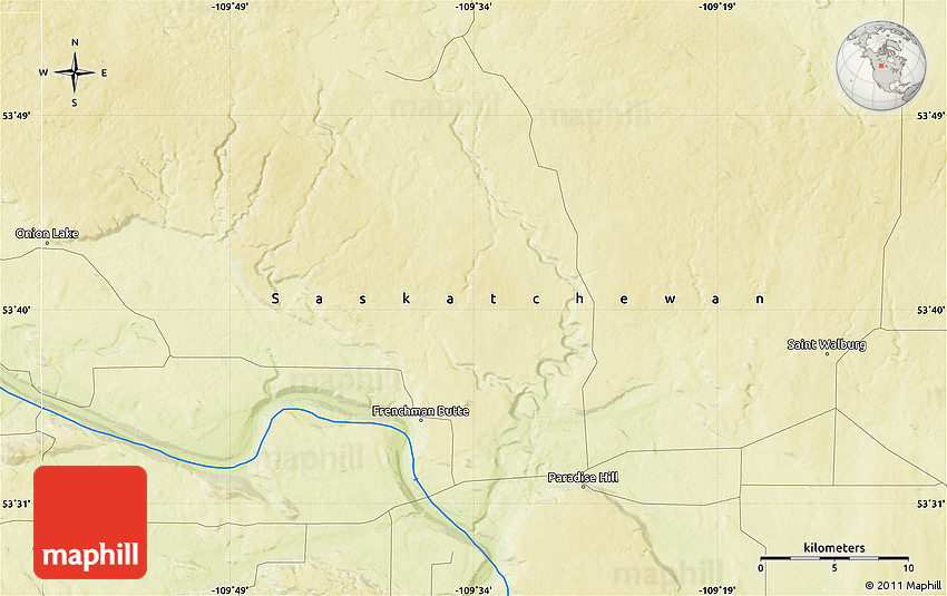 Physical Map of Frenchman Butte