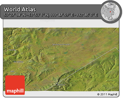 Satellite 3D Map of the Area around 53° 40' 8" N, 112° 16' 30" E