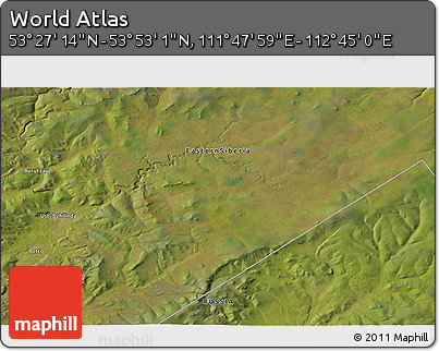 Satellite 3D Map of the Area around 53° 40' 8" N, 112° 16' 30" E