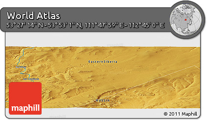 Physical Panoramic Map of the Area around 53° 40' 8" N, 112° 16' 30" E