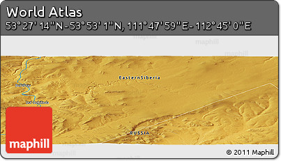 Physical Panoramic Map of the Area around 53° 40' 8" N, 112° 16' 30" E
