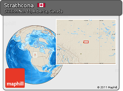 Shaded Relief Location Map of Strathcona