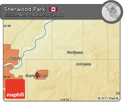 Physical Map of Sherwood Park