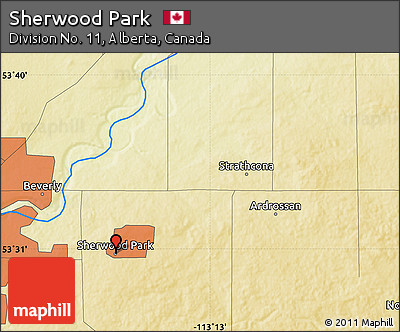 Physical Map of Sherwood Park