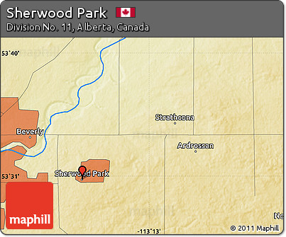 Physical Map of Sherwood Park