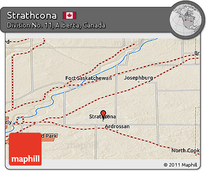 Shaded Relief Panoramic Map of Strathcona