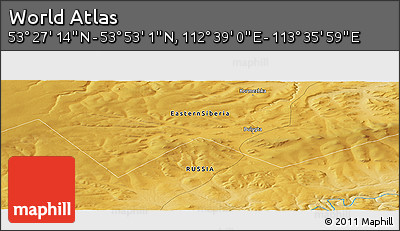Physical Panoramic Map of the Area around 53° 40' 8" N, 113° 7' 30" E