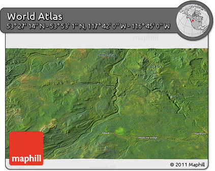 Satellite 3D Map of the Area around 53° 40' 8" N, 117° 13' 29" W