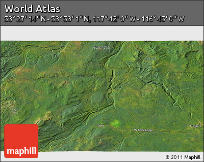 Satellite 3D Map of the Area around 53° 40' 8" N, 117° 13' 29" W