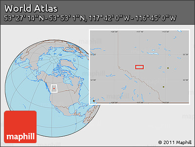 Gray Location Map of the Area around 53° 40' 8" N, 117° 13' 29" W