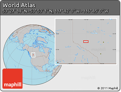 Gray Location Map of the Area around 53° 40' 8" N, 117° 13' 29" W