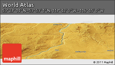 Physical Panoramic Map of the Area around 53° 40' 8" N, 117° 13' 29" W