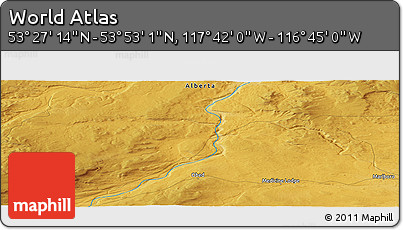Physical Panoramic Map of the Area around 53° 40' 8" N, 117° 13' 29" W