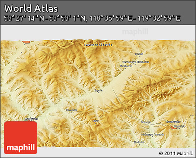 Physical 3D Map of the Area around 53° 40' 8" N, 119° 4' 29" E