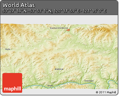 Physical 3D Map of the Area around 53° 40' 8" N, 120° 46' 30" E