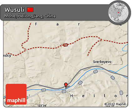 Shaded Relief Map of Wusuli