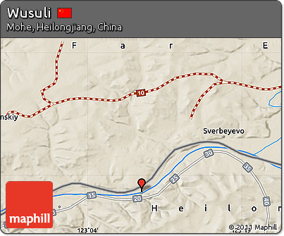 Shaded Relief Map of Wusuli