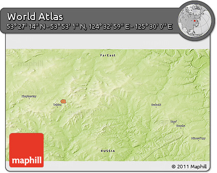 Physical 3D Map of the Area around 53° 40' 8" N, 125° 1' 30" E