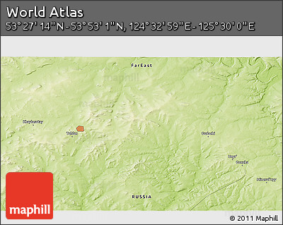 Physical 3D Map of the Area around 53° 40' 8" N, 125° 1' 30" E