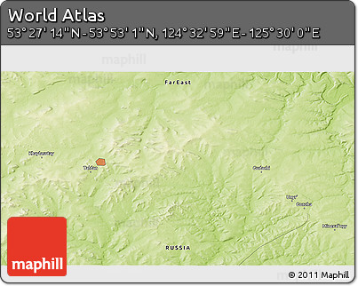 Physical 3D Map of the Area around 53° 40' 8" N, 125° 1' 30" E