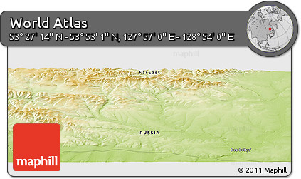 Physical Panoramic Map of the Area around 53° 40' 8" N, 128° 25' 30" E