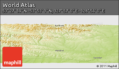 Physical Panoramic Map of the Area around 53° 40' 8" N, 128° 25' 30" E