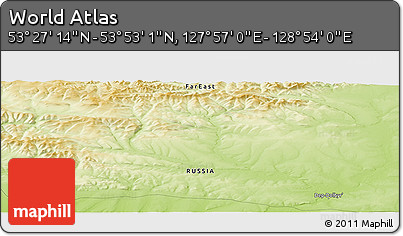 Physical Panoramic Map of the Area around 53° 40' 8" N, 128° 25' 30" E