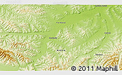 Physical 3D Map of the area around 53° 40' 8" N, 132° 40' 30" E