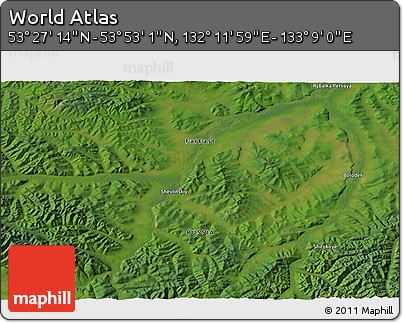 Satellite 3D Map of the Area around 53° 40' 8" N, 132° 40' 30" E