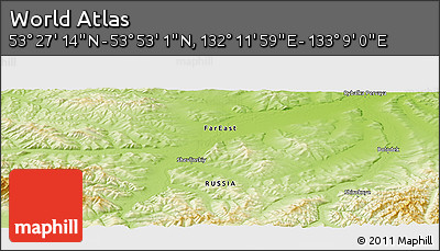 Physical Panoramic Map of the Area around 53° 40' 8" N, 132° 40' 30" E