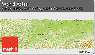Physical Panoramic Map of the Area around 53° 40' 8" N, 132° 40' 30" E