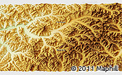 Physical 3D Map of the area around 53° 40' 8" N, 134° 22' 30" E