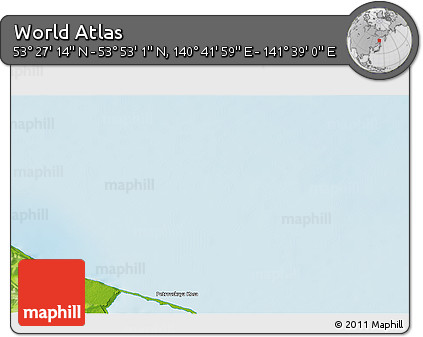 Physical 3D Map of the Area around 53° 40' 8" N, 141° 10' 30" E