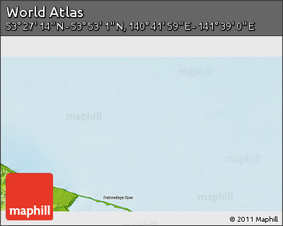 Physical 3D Map of the Area around 53° 40' 8" N, 141° 10' 30" E
