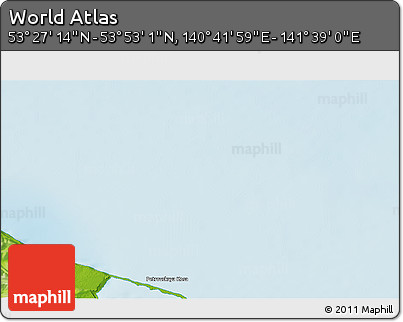 Physical 3D Map of the Area around 53° 40' 8" N, 141° 10' 30" E