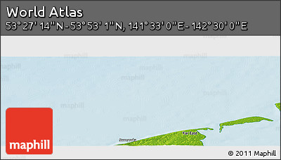 Physical Panoramic Map of the Area around 53° 40' 8" N, 142° 1' 30" E
