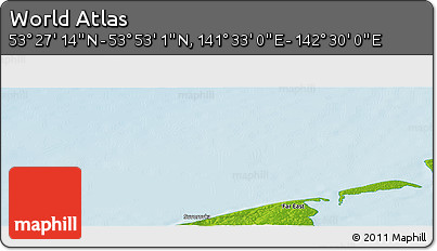 Physical Panoramic Map of the Area around 53° 40' 8" N, 142° 1' 30" E