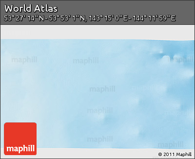 Physical 3D Map of the Area around 53° 40' 8" N, 143° 43' 29" E