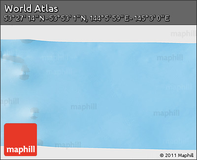 Physical 3D Map of the Area around 53° 40' 8" N, 144° 34' 29" E